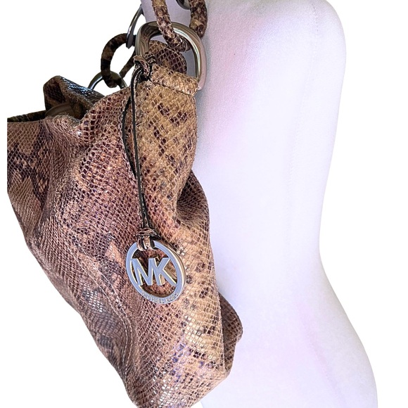 Authentic Michael Kors Tan Snake Print Shoulder Bag - Picture 3 of 6
